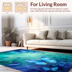 Blue Butterflies on Watercolor Teal Background Rug