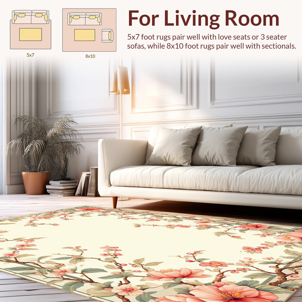 Vintage Floral Branches Aesthetic Rug