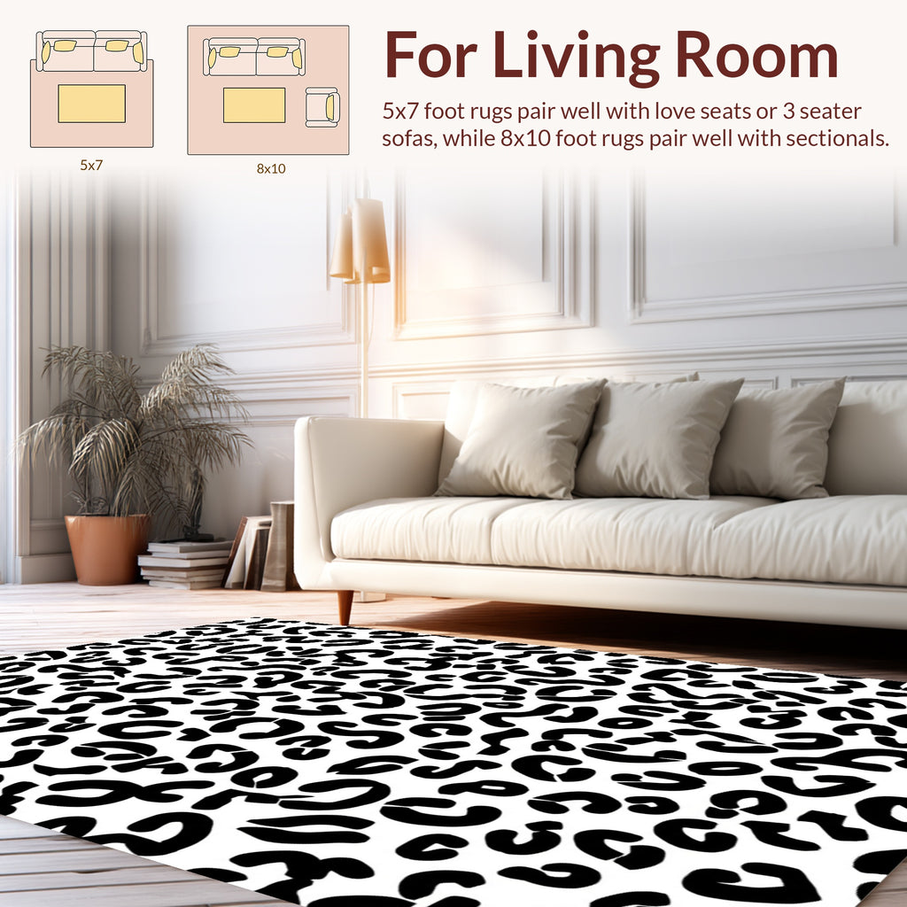 Black White Animal Print Rug