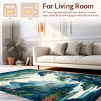 Serene Landscape with Birds Trees Design Rug