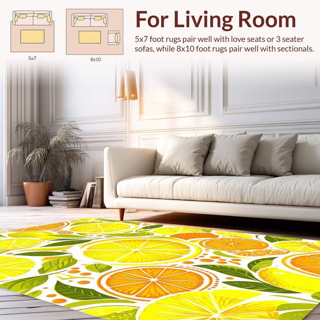 Citrus Slices and Leaves Pattern Rug