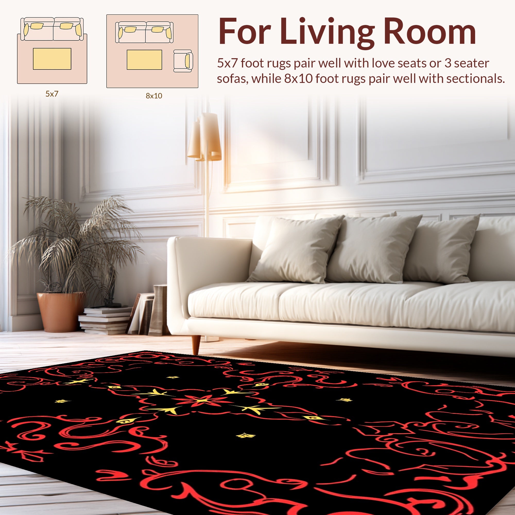Red And Yellow Ornate Classic Design Rug