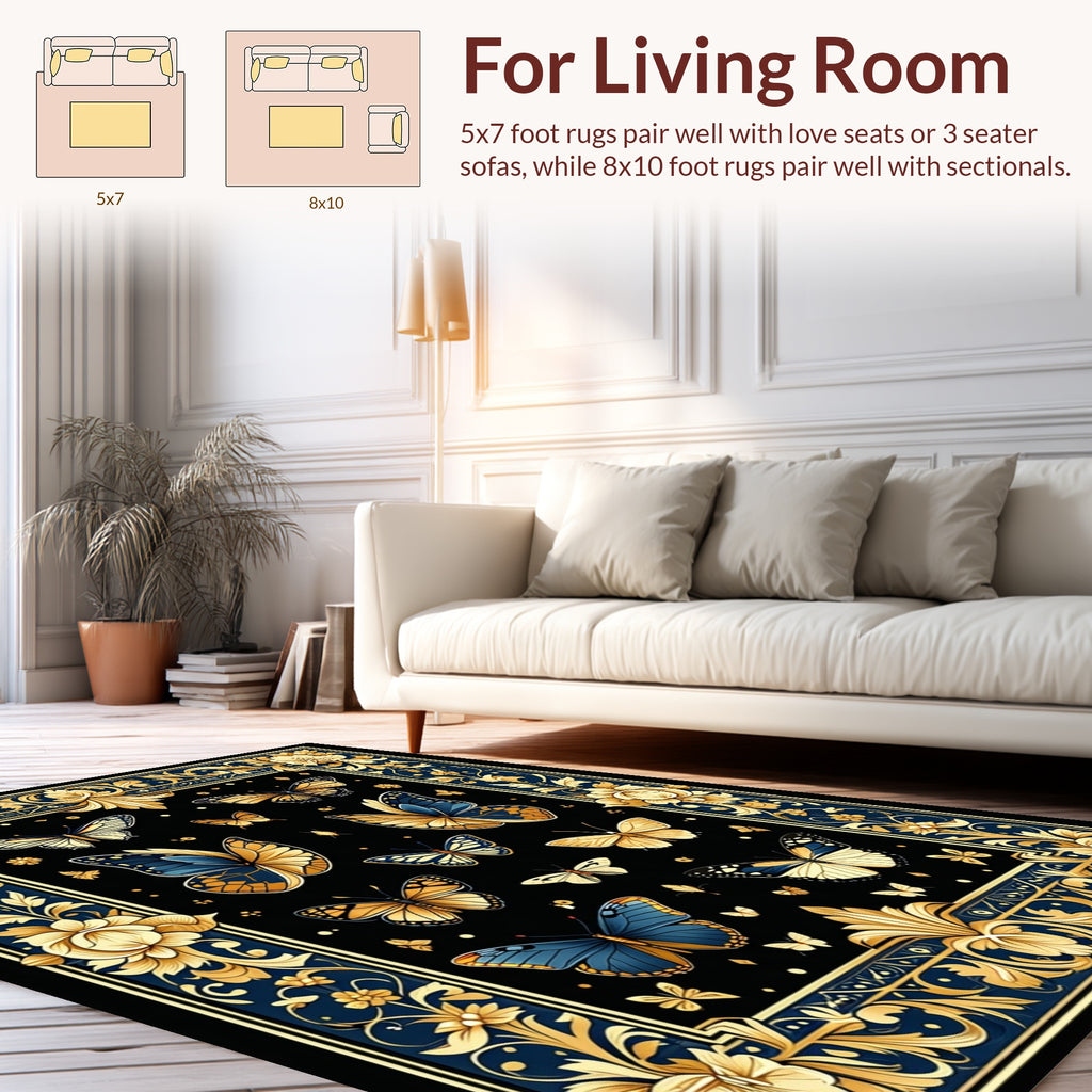 Ornate Butterfly Floral Artistry Rug