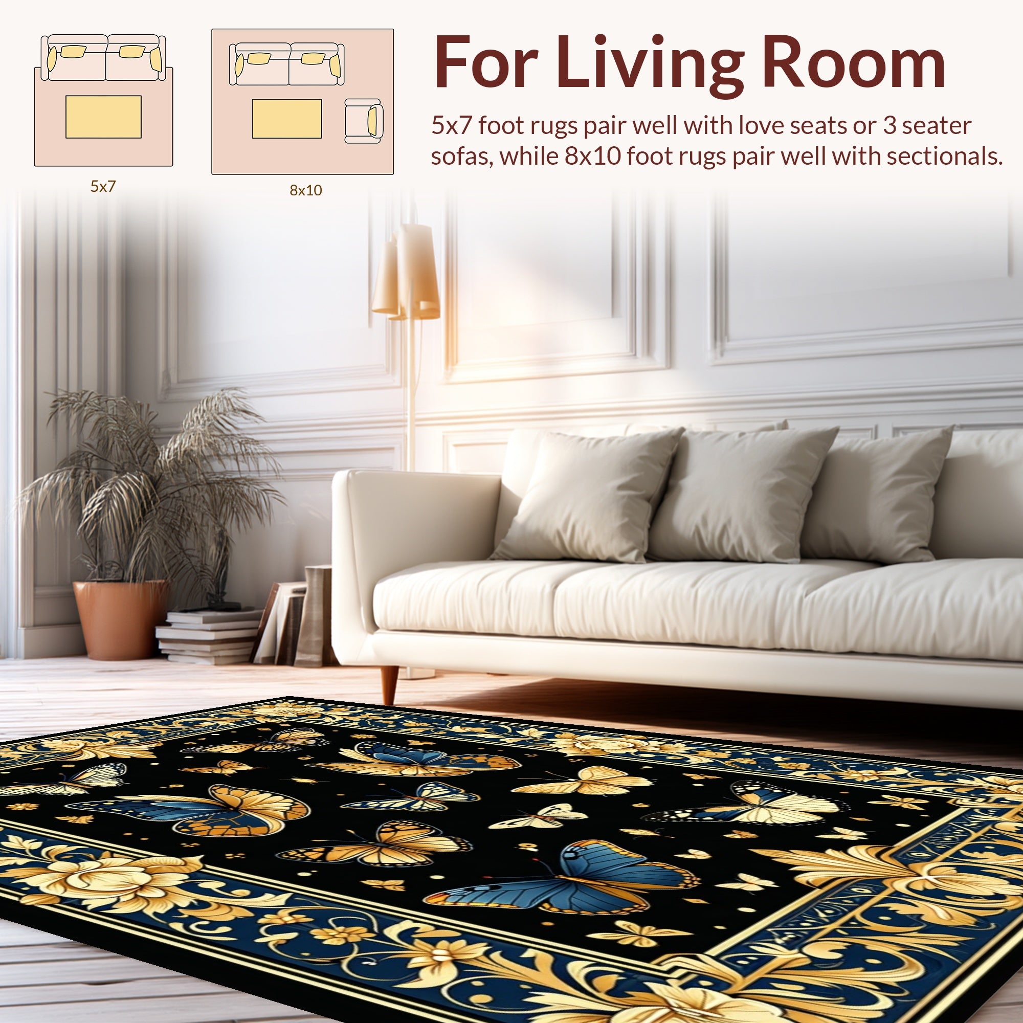 Ornate Butterfly Floral Artistry Rug