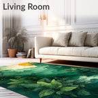 Misty Jungle Landscape With Sun Design Rug