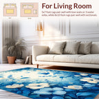 Blue Floral Bird Serenity Design Rug