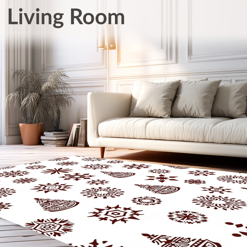 Brown Snowflake Tree Medallion Collage Rug