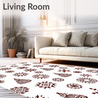 Brown Snowflake Tree Medallion Collage Rug