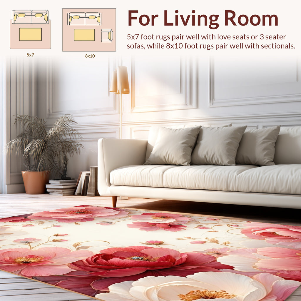 Pink Floral Art Nouveau Pattern Rug