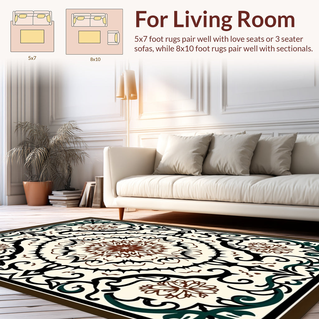 Ornate Floral Mandala Pattern Rug