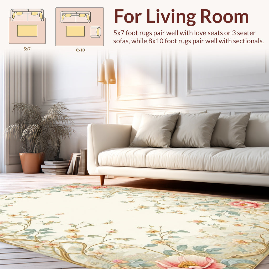 Spring Blossom Vine Floral Pattern Rug