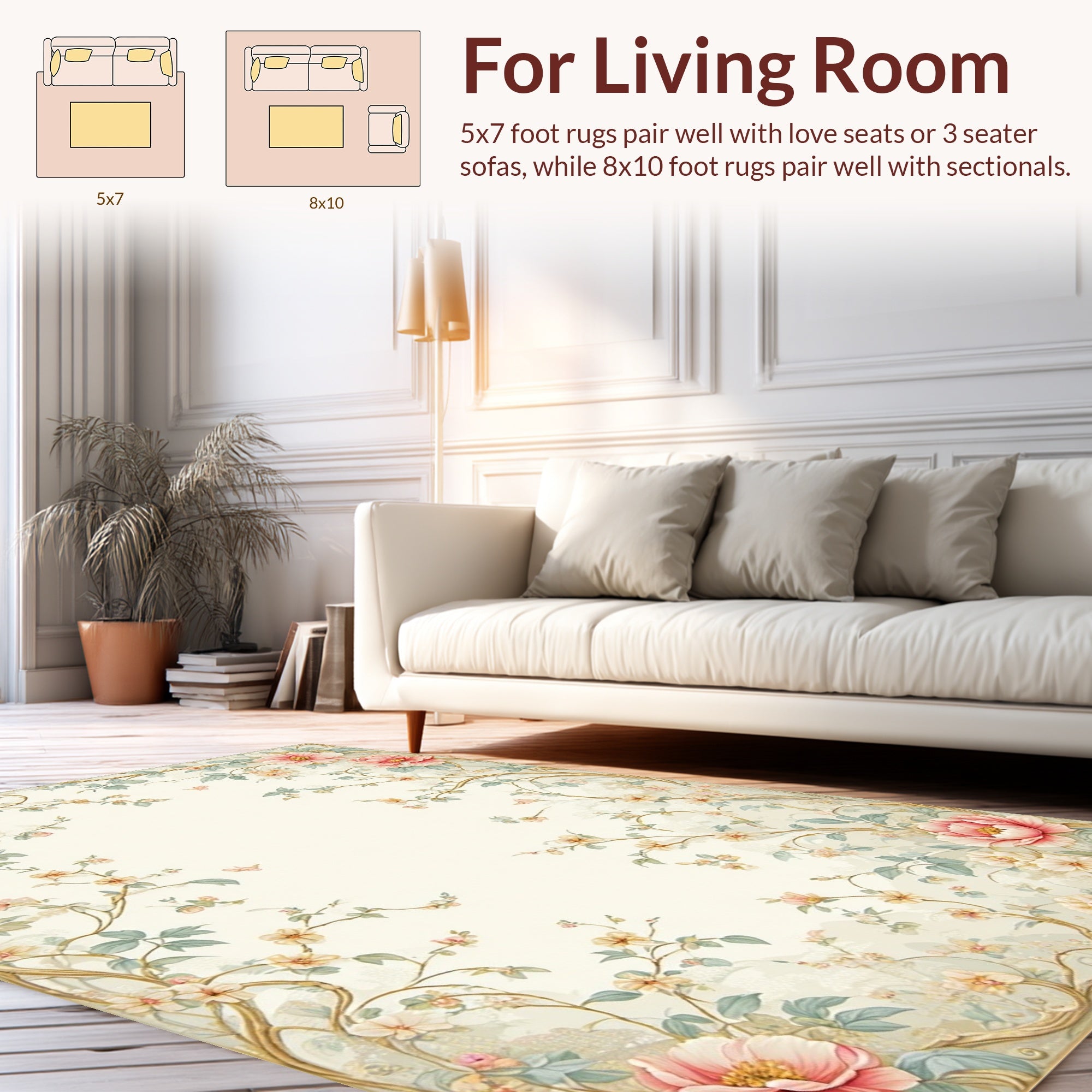 Spring Blossom Vine Floral Pattern Rug