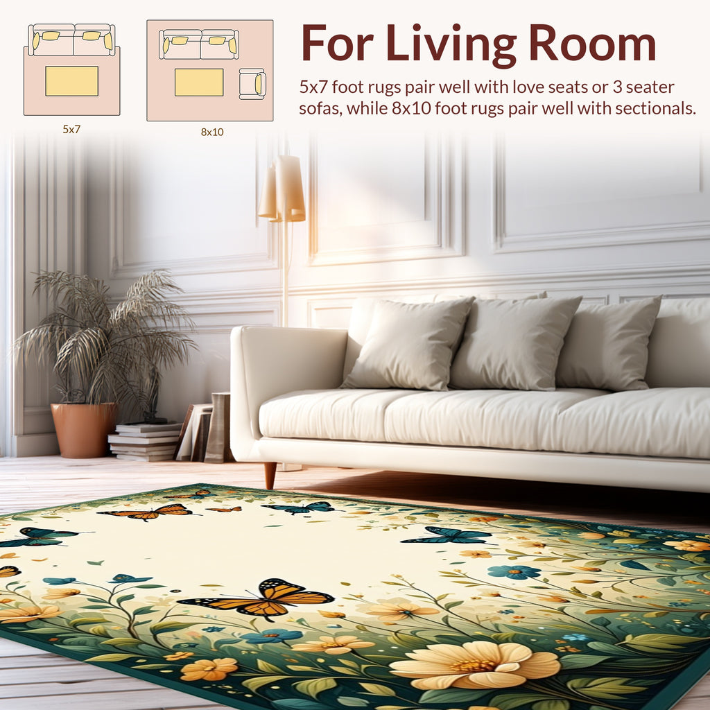 Whimsical Butterfly Garden Pattern Rug