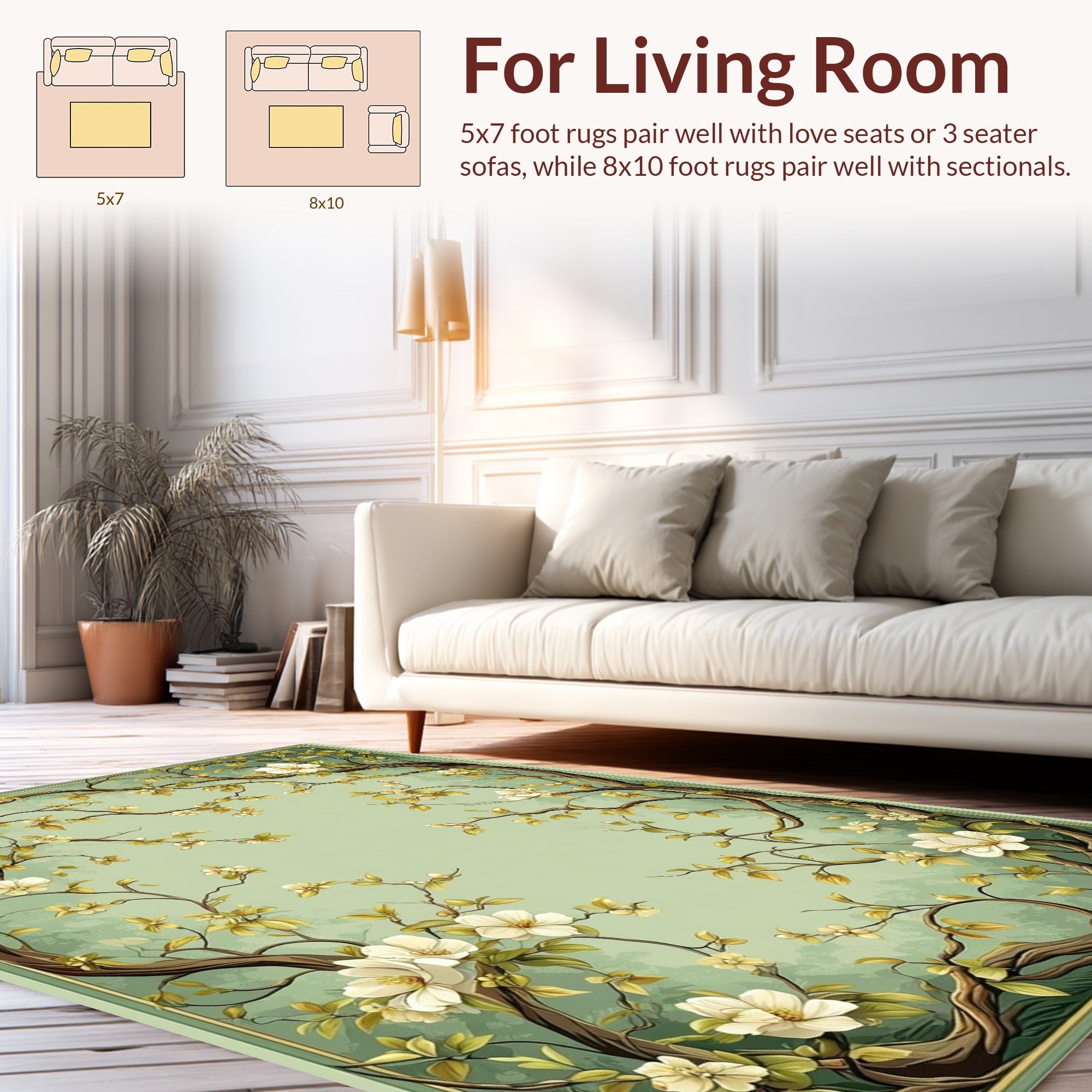 Enchanting Floral Tree Branch Design Rug