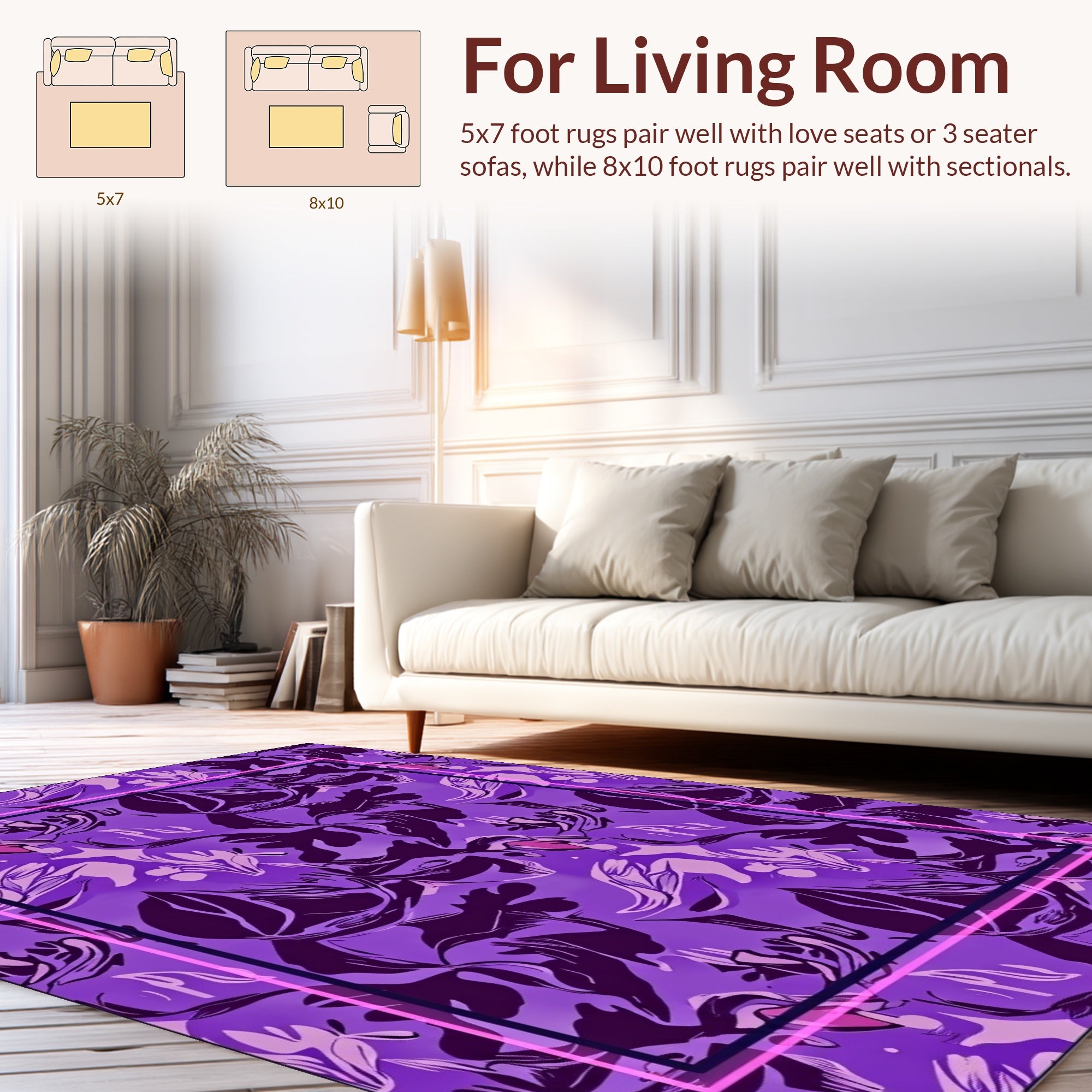 Purple Floral Abstract Pattern Rug
