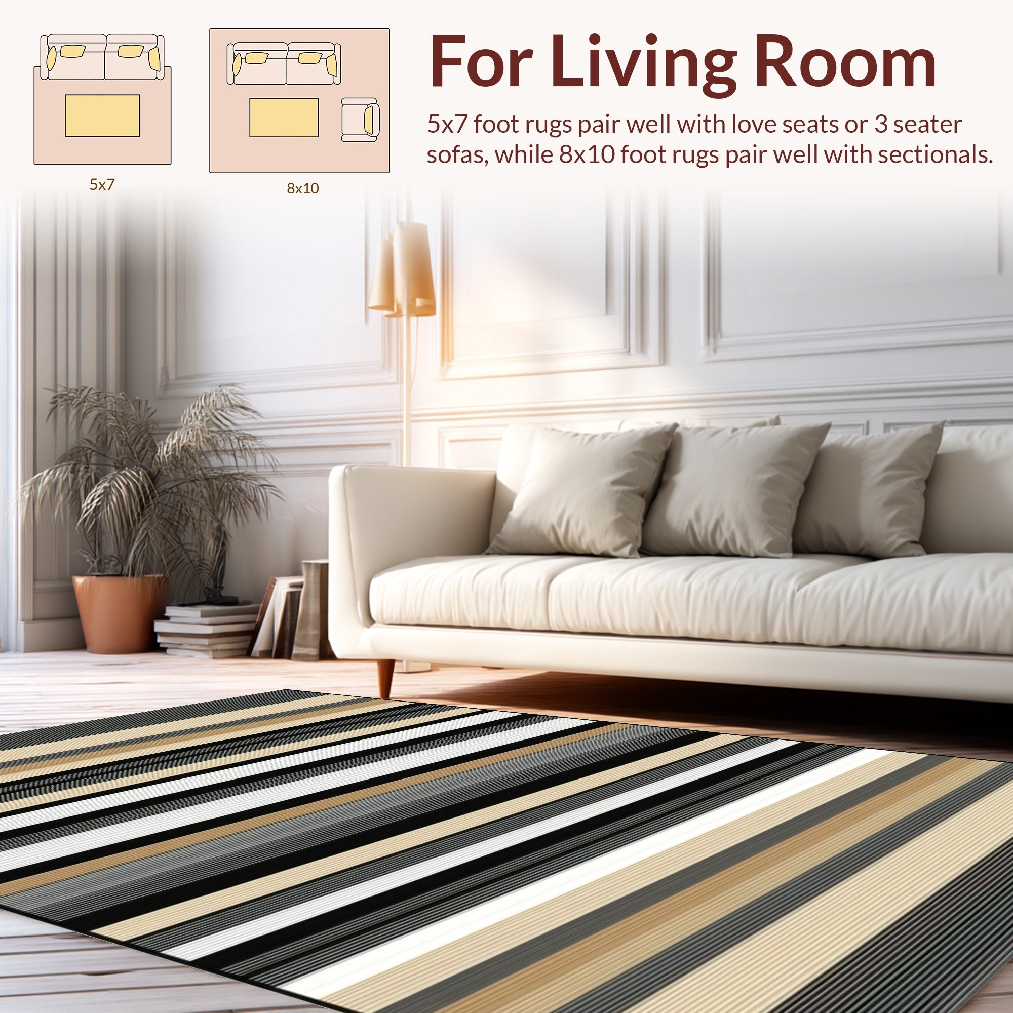 Modern Striped Horizontal Pattern Rug