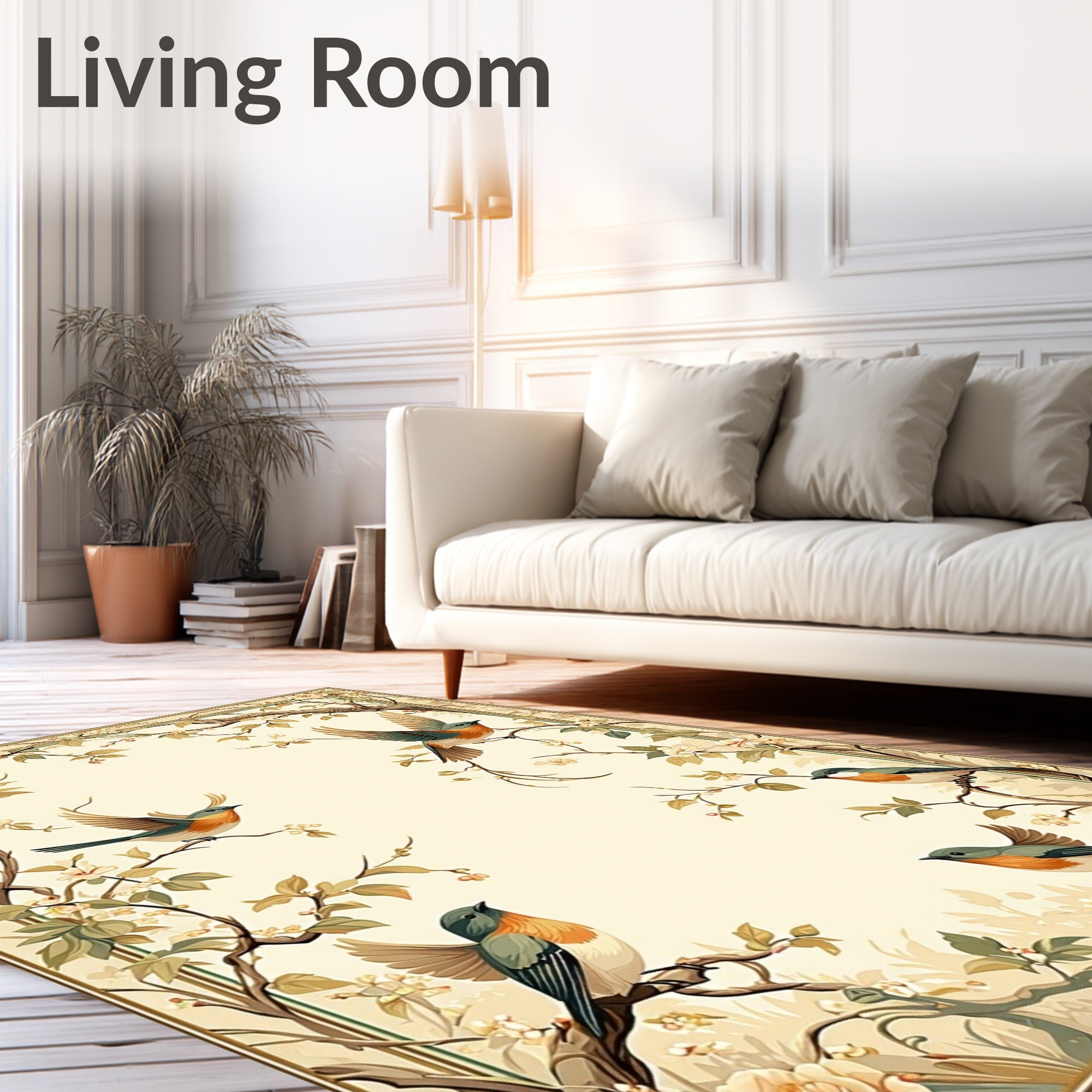 Bird Floral Branch Art Nouveau Rug