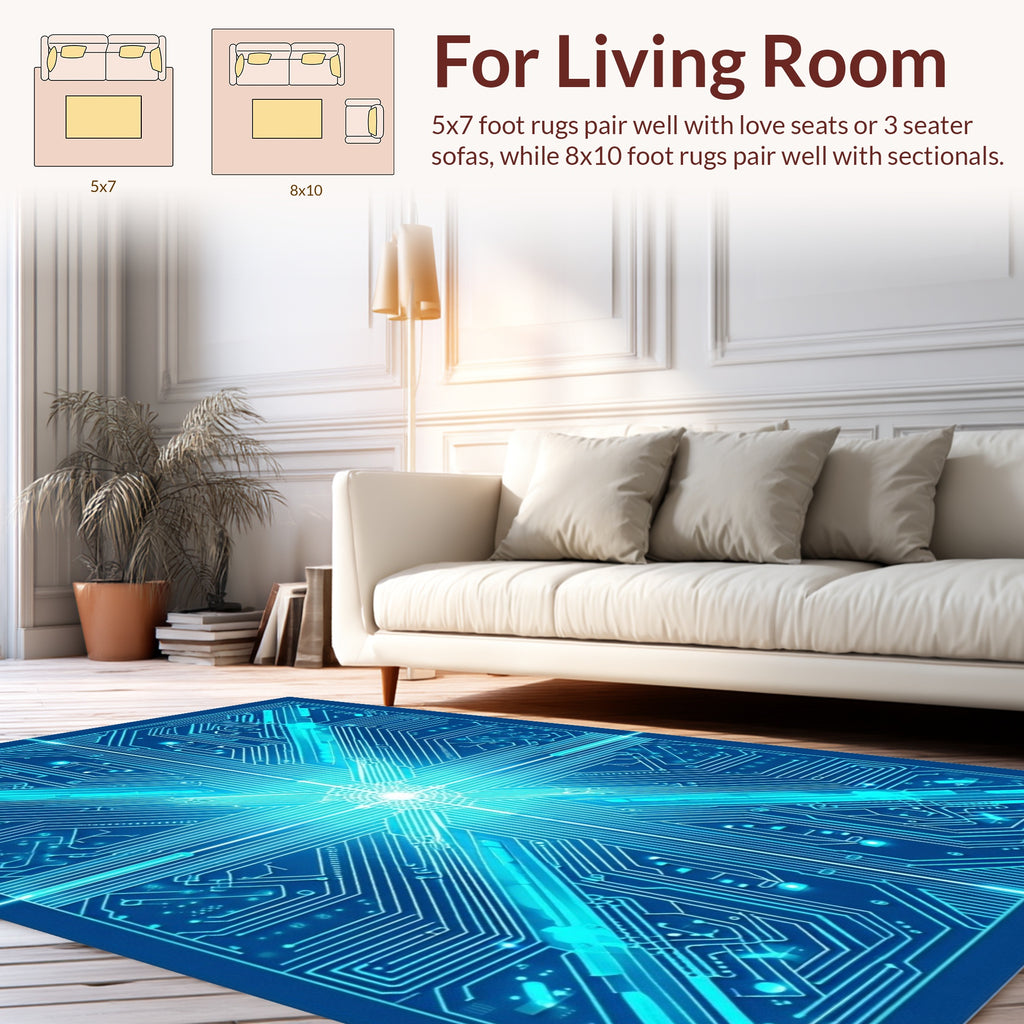 Abstract Circuit Board Style Rug