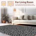 Abstract Black White Swirl Pattern Rug