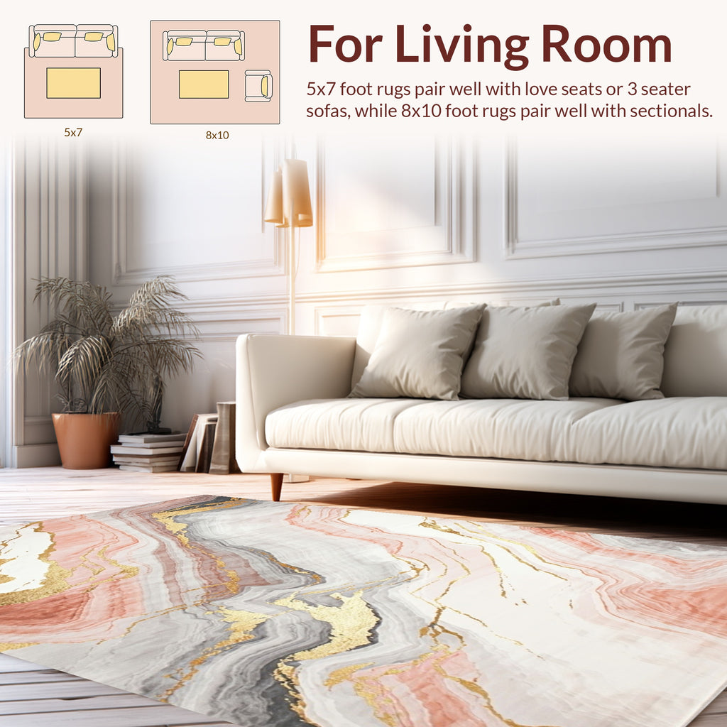 Abstract Agate Gold Swirl Rug