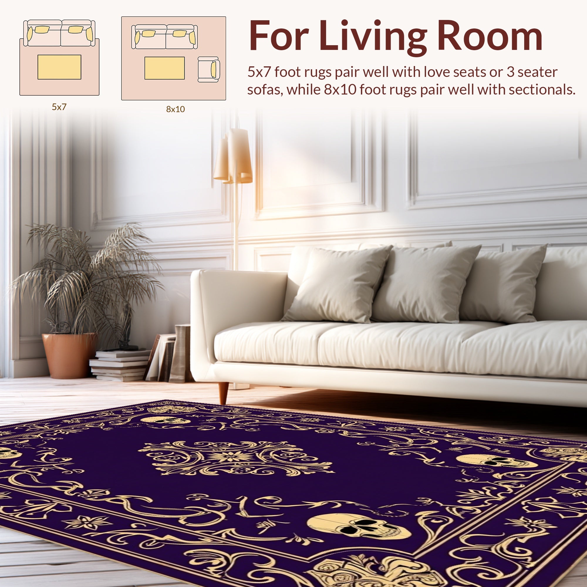 Gothic Skull Ornamental Pattern Rug