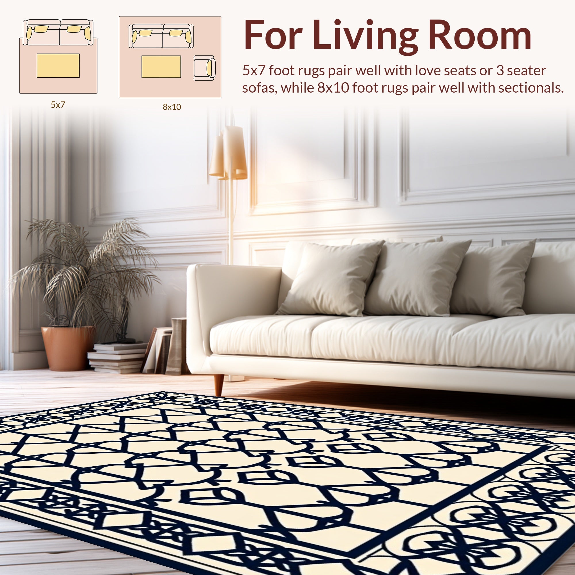 Statement Black Cream Geometric Pattern Rug