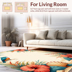 Tropical Bird Hibiscus Floral Design Rug