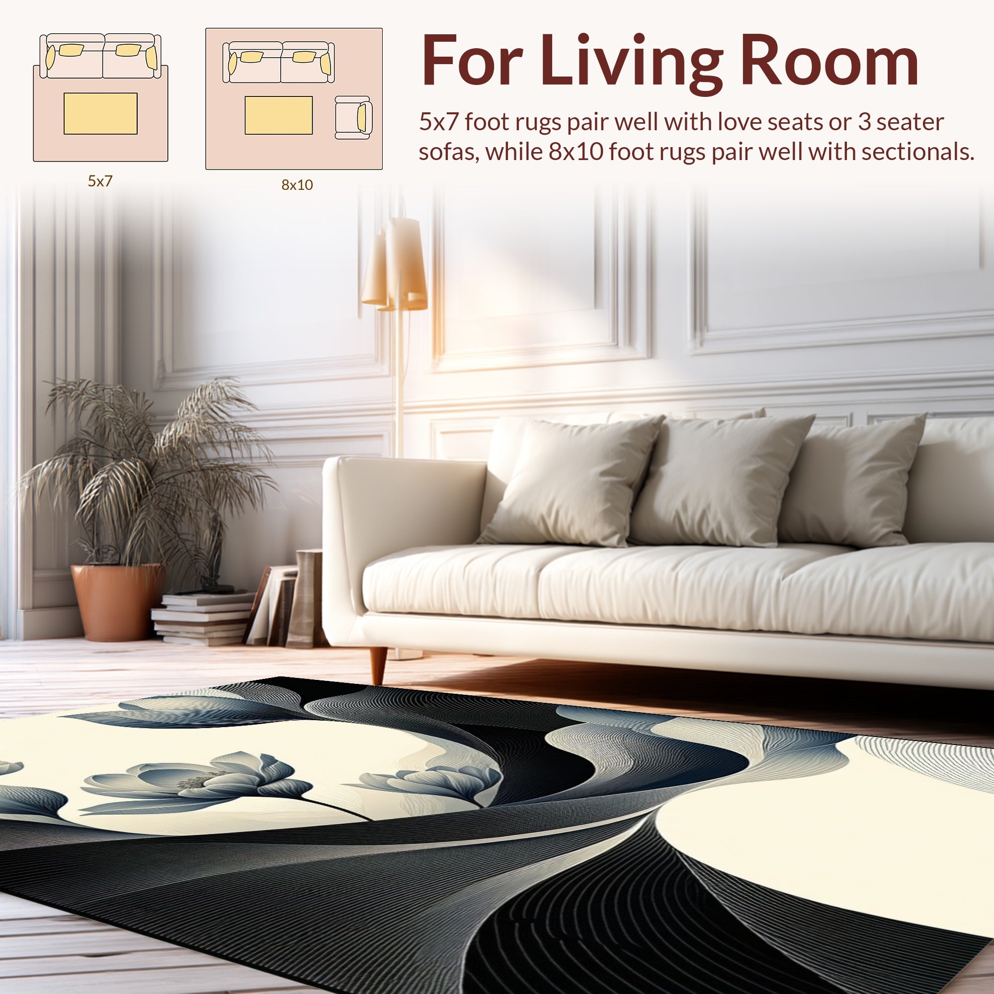 Ethereal Floral Waves Design Rug