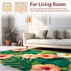 Tropical Hibiscus Flower Botanical Print Rug