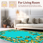 Elegant Yellow Floral Border Pattern Rug