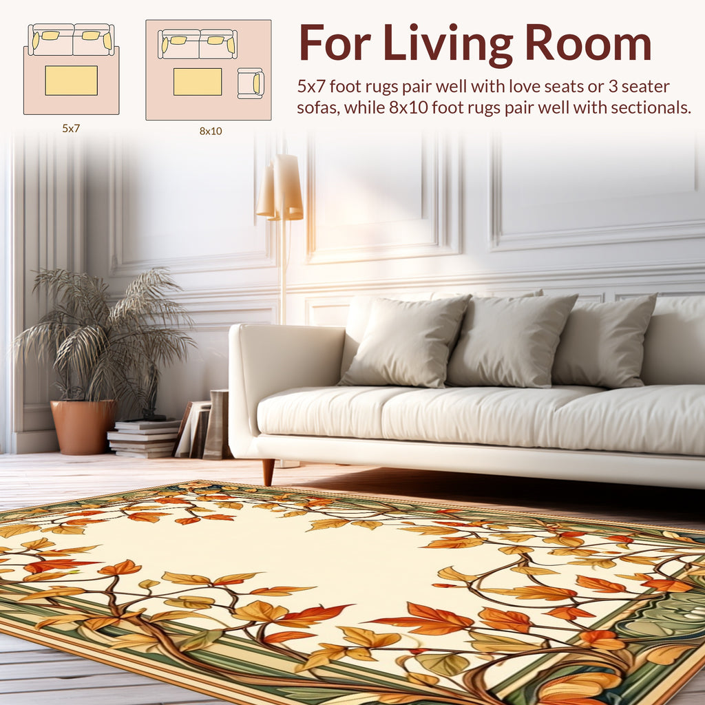 Autumn Vines Leaf Pattern Rug