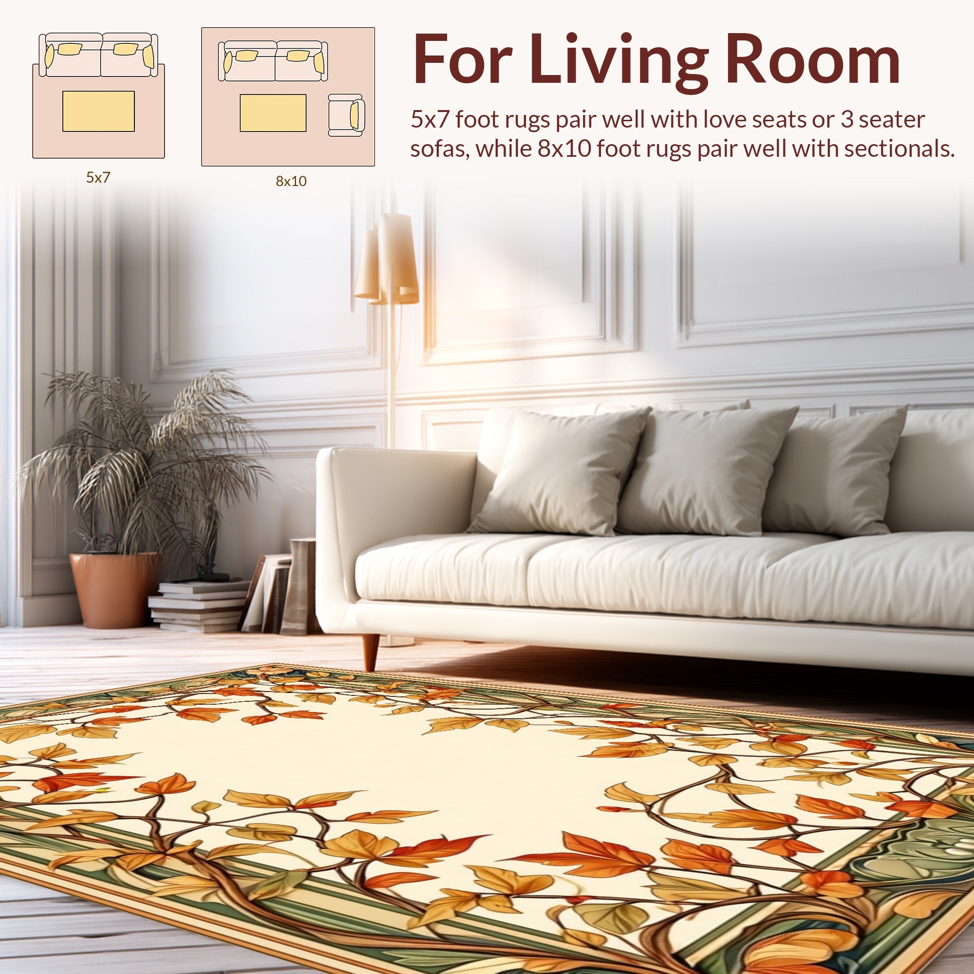 Autumn Vines Leaf Pattern Rug