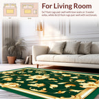 Gold Floral Scroll Patterned Design Rug
