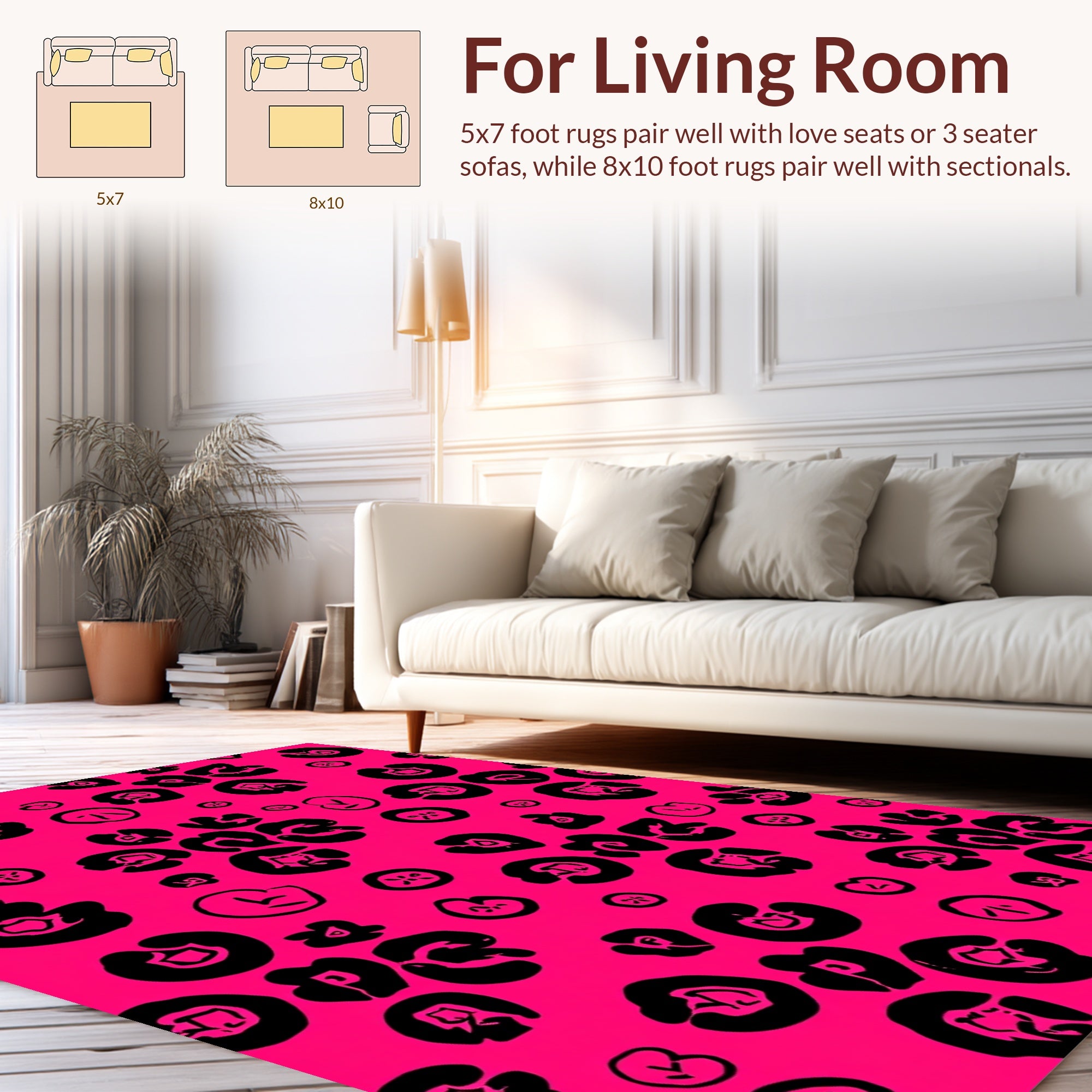 Bold Pink Leopard Print Pattern Rug