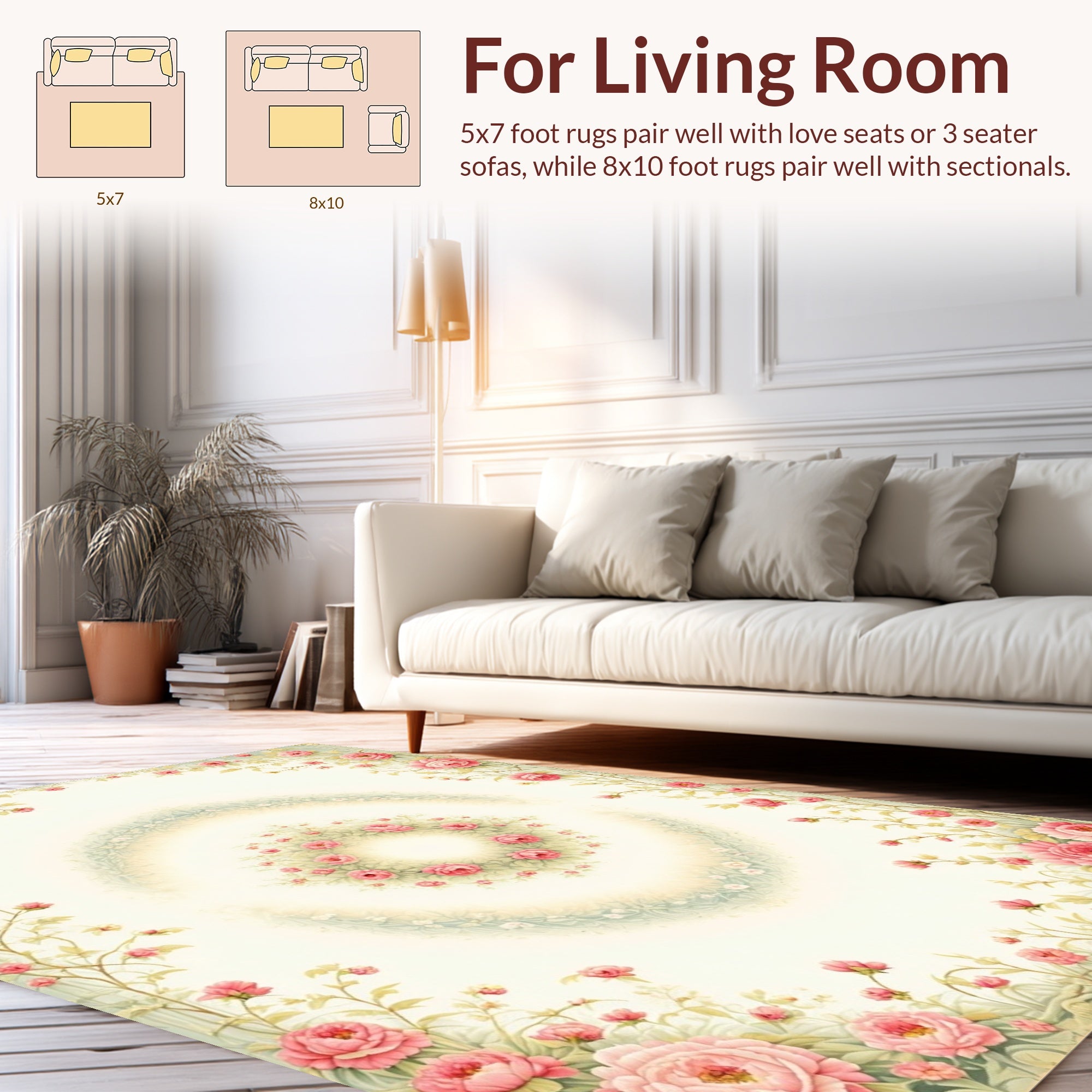 Romantic Pink Peony Floral Garland Rug