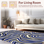 Abstract Blue And Black Swirls Rug