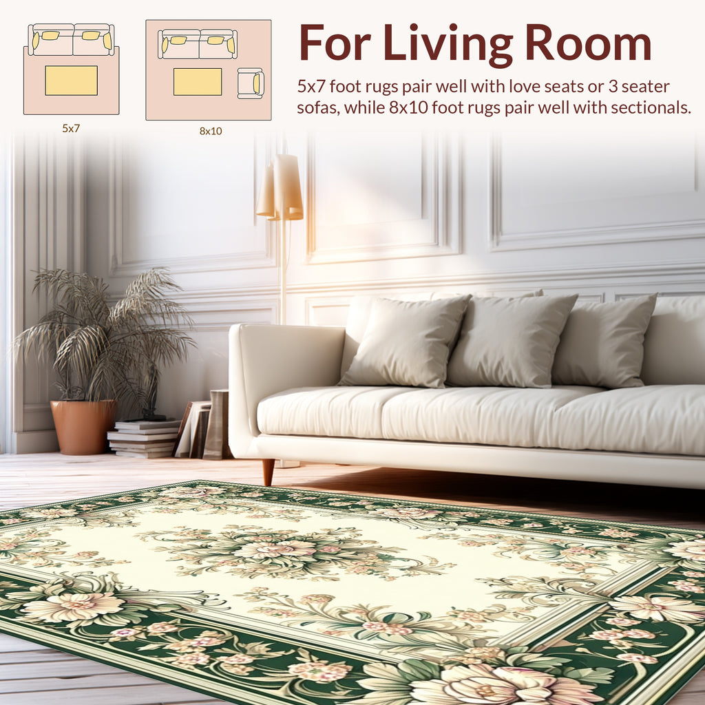 Classic Floral Meadow Garden Design Rug