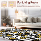 Bold Black Gold Abstract Pattern Rug