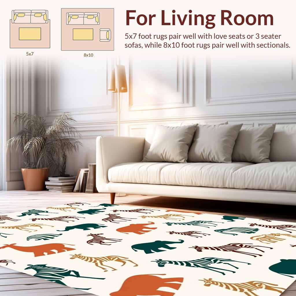 Safari Animals Pattern Print Rug