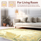 Golden Fern and Floral Vine Design Rug