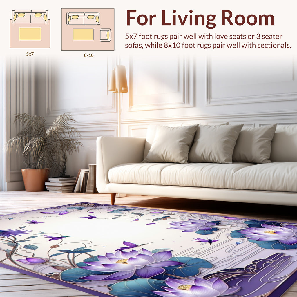 Elegant Peacock Lotus Garden Design Rug