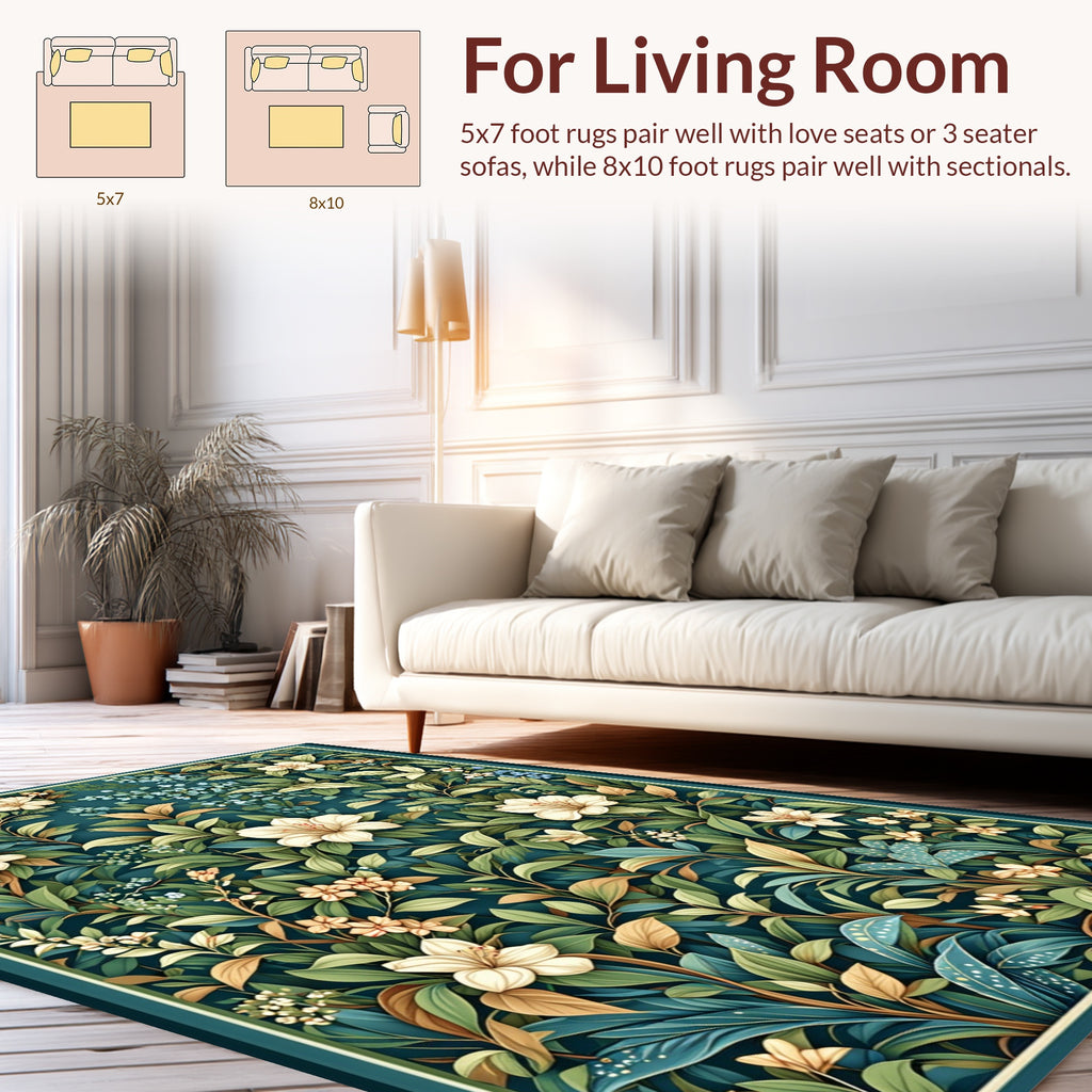 Vintage Floral Botanical Garden Pattern Rug