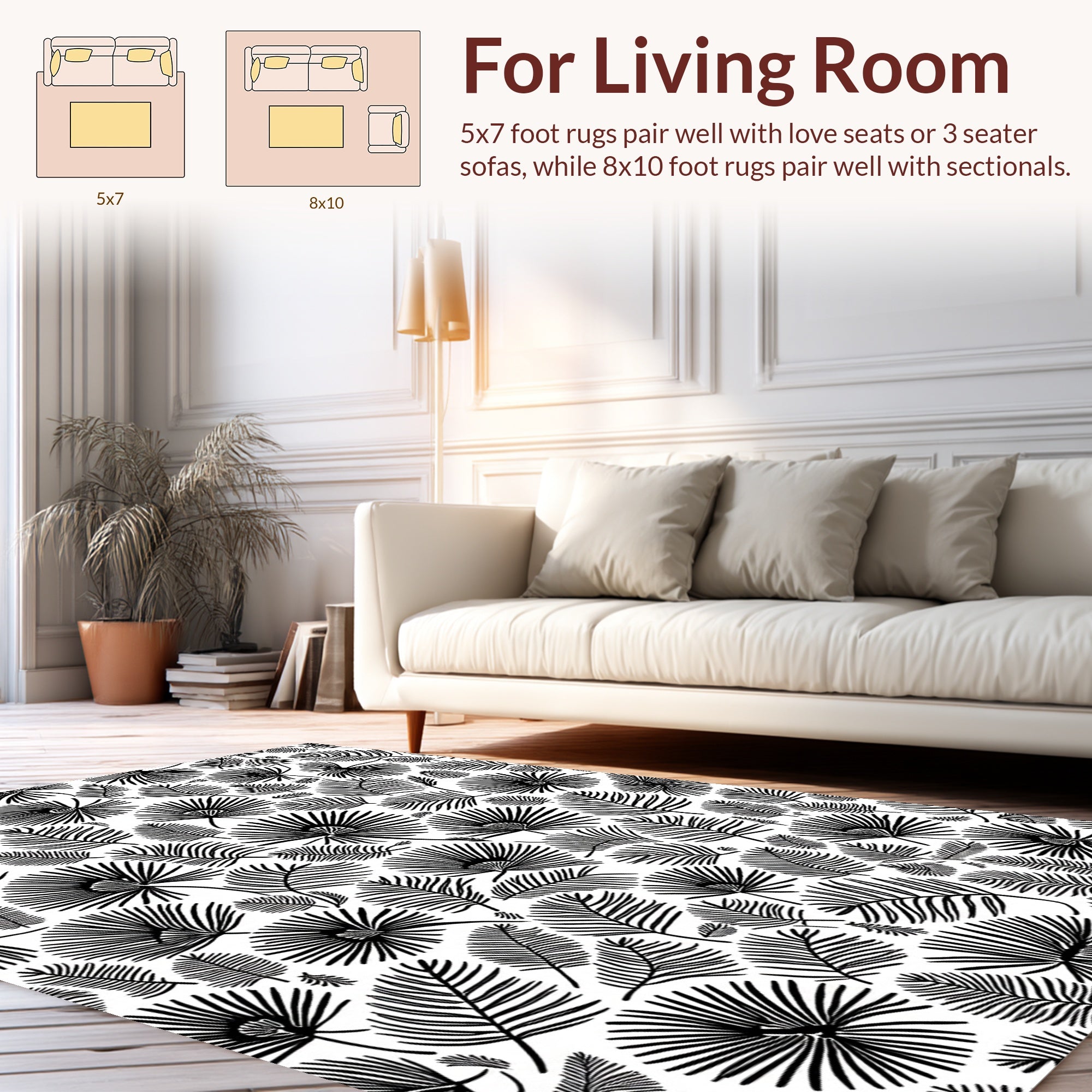Bold Fan Leaf Pattern Design Rug