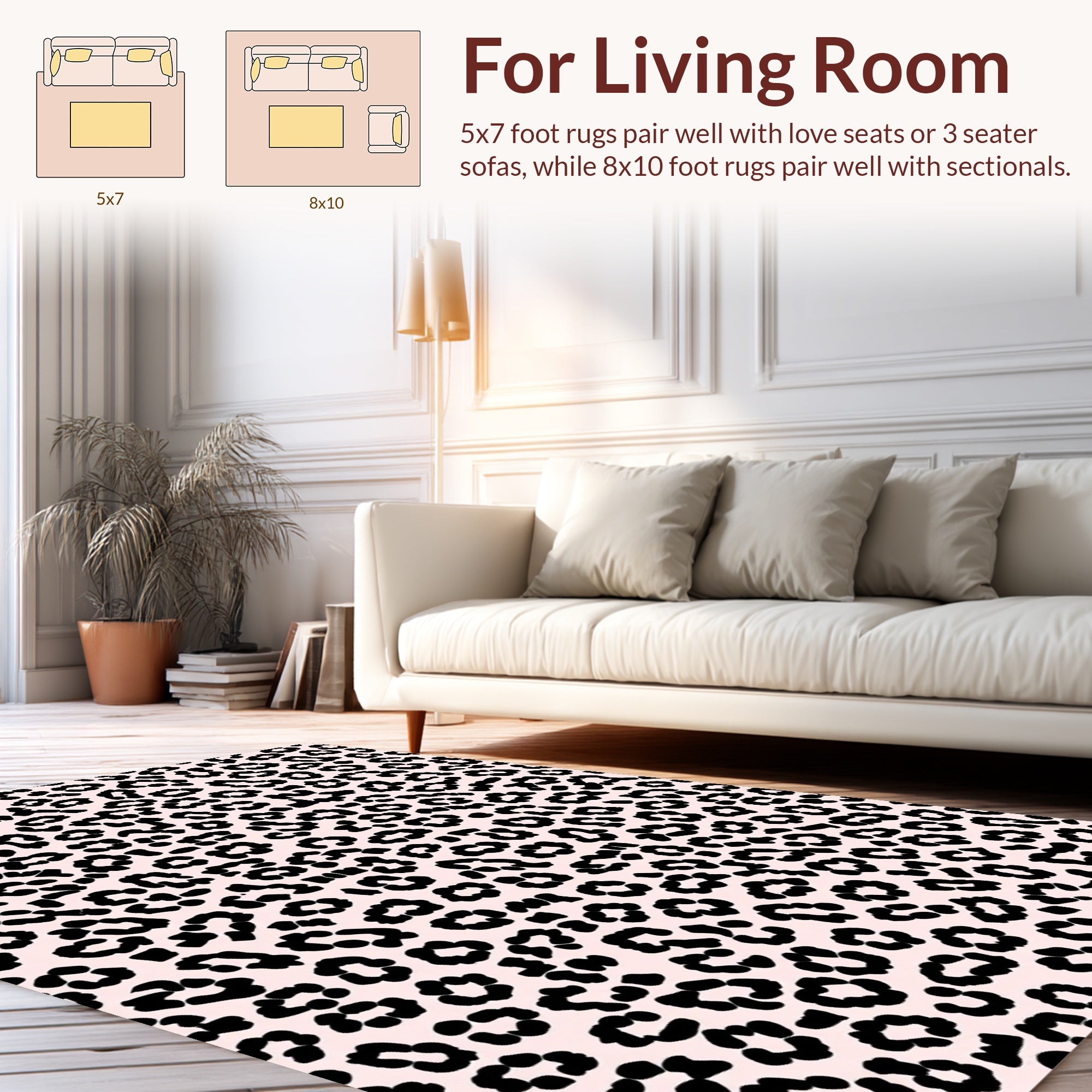 Black Leopard Print Design Rug
