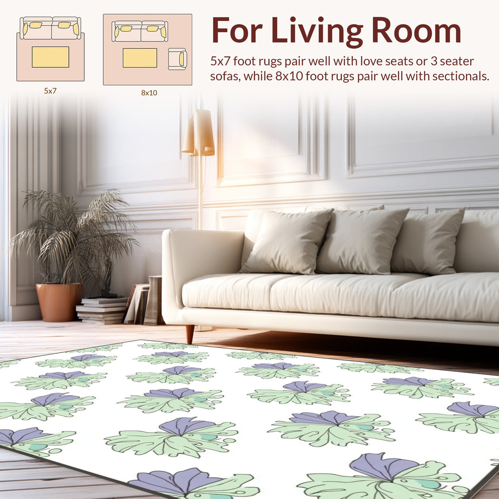 Whimsical Pastel Floral Pattern Rug