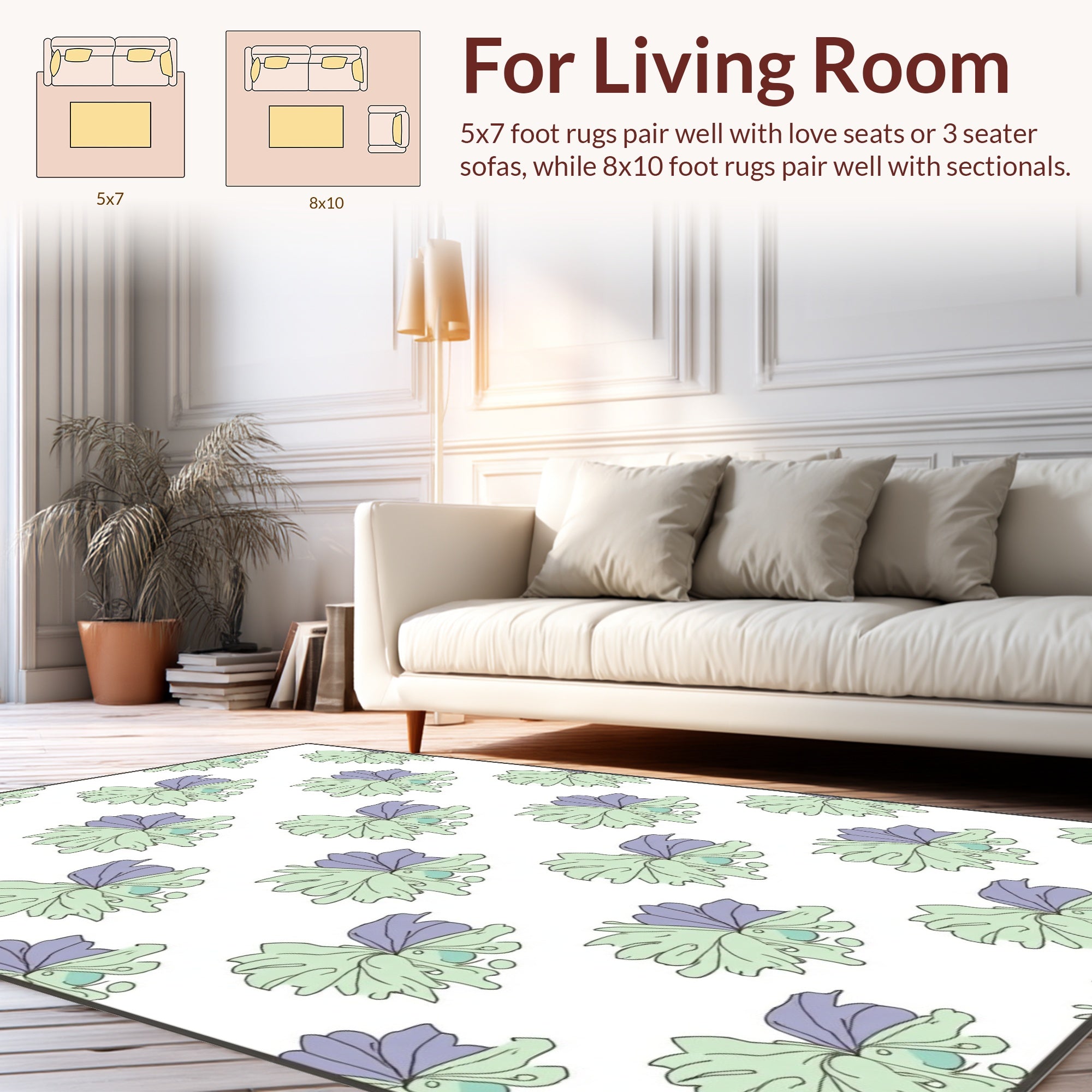 Whimsical Pastel Floral Pattern Rug