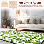 Green Leaf Vine Scroll Pattern Rug