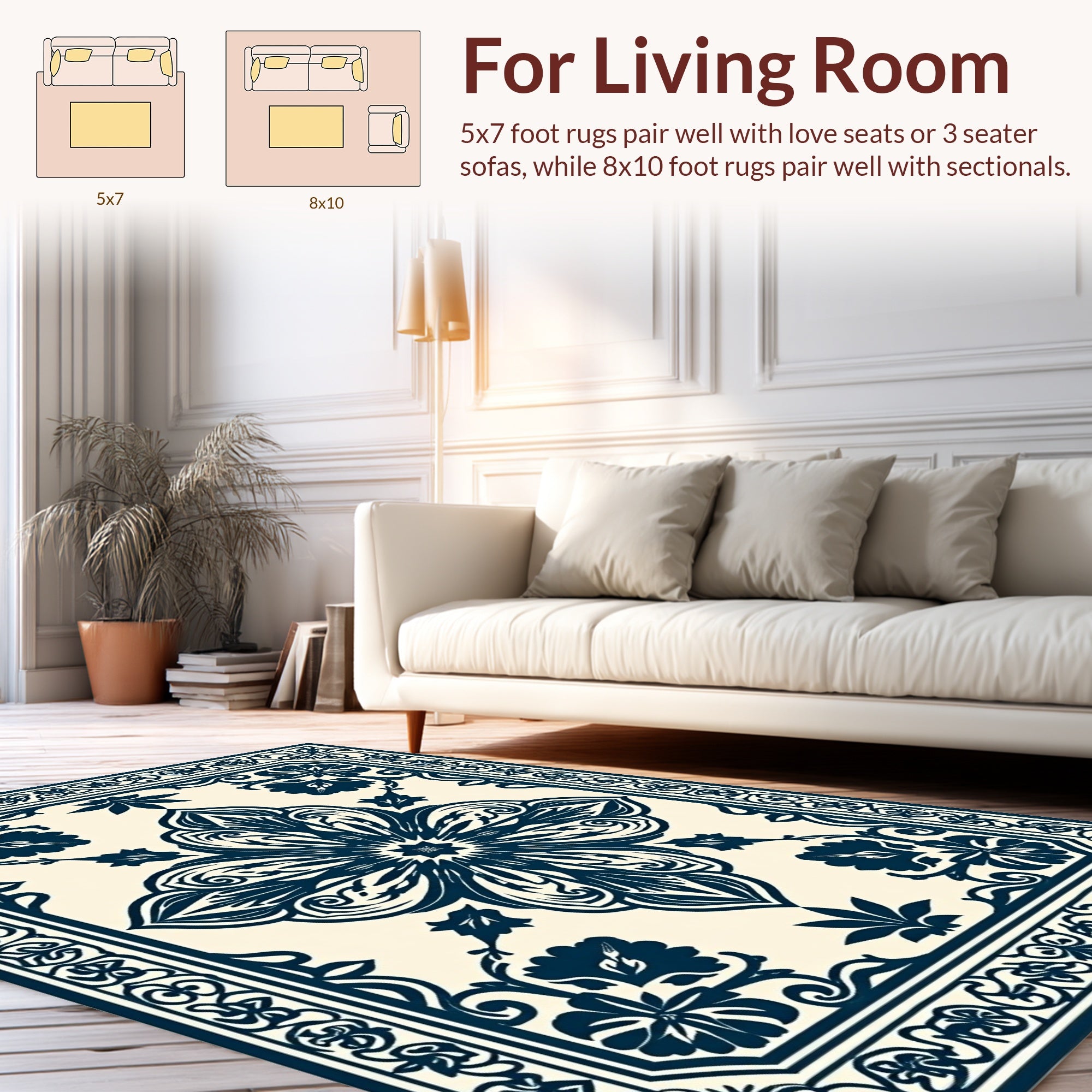 Ornate Floral Medallion Pattern Rug