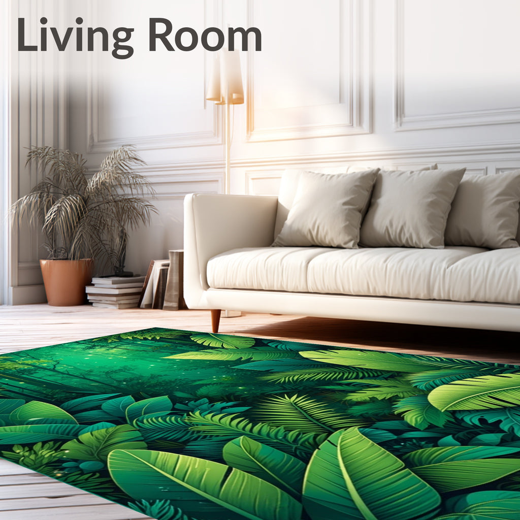 Enchanted Forest Tropical Leaves Rug
