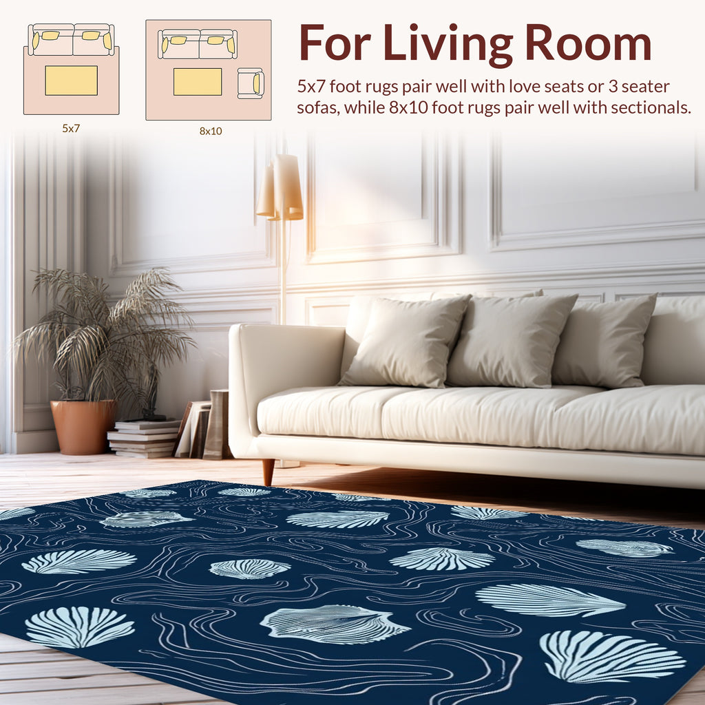 Seashell Wavy Line Pattern Design Rug